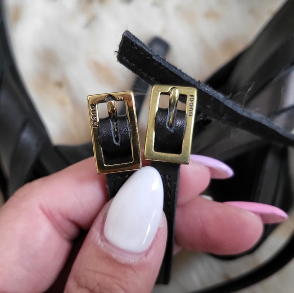 Vintage Auth Gucci Black Ankle Strap Sandals size 38 - Picture 2 of 6